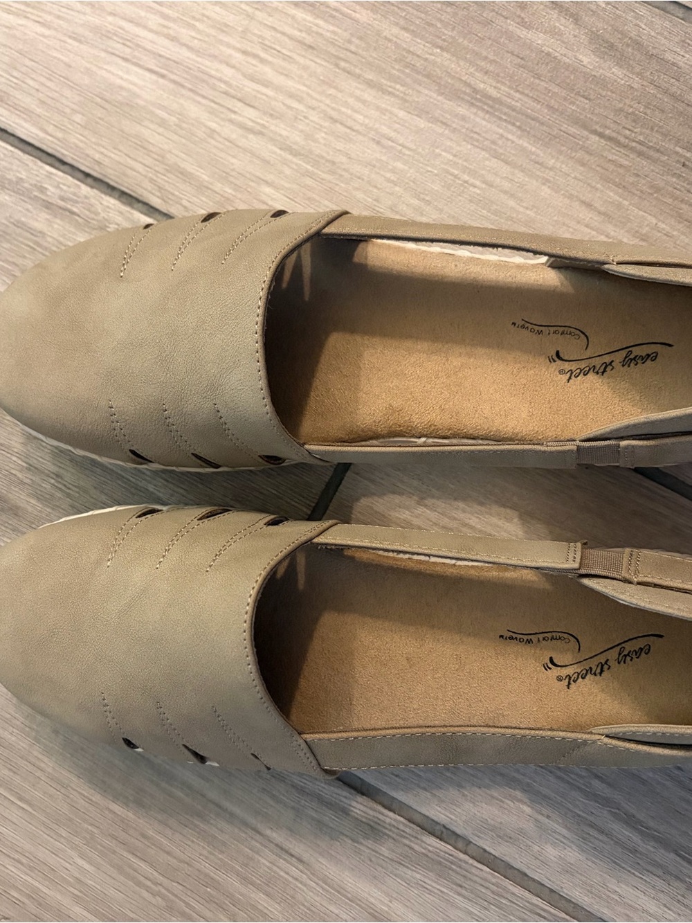 Easy Street Natural Slip-On Casual Flats- Bugsy - Picture 3 of 4